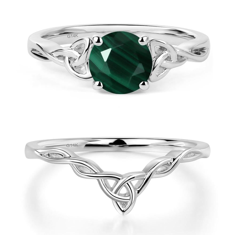 Round Cut Malachite Celtic Ring - LUO Jewelry #metal_14k white gold