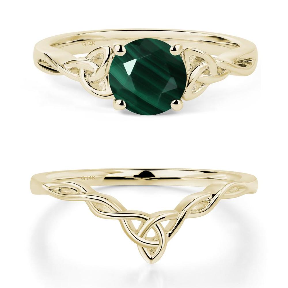 Round Cut Malachite Celtic Ring - LUO Jewelry #metal_14k yellow gold