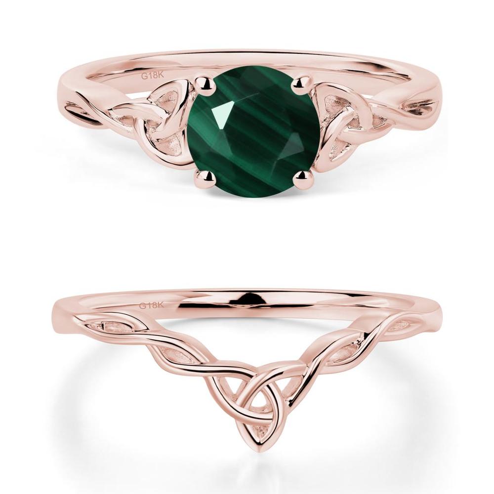 Round Cut Malachite Celtic Ring - LUO Jewelry #metal_18k rose gold