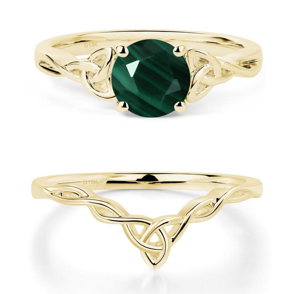 Round Cut Malachite Celtic Ring - LUO Jewelry #metal_18k yellow gold