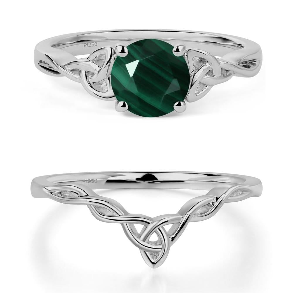 Round Cut Malachite Celtic Ring - LUO Jewelry #metal_platinum