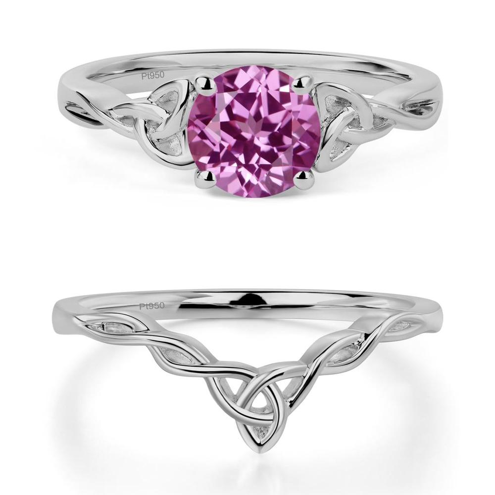 Round Cut Pink Sapphire Celtic Ring - LUO Jewelry #metal_platinum