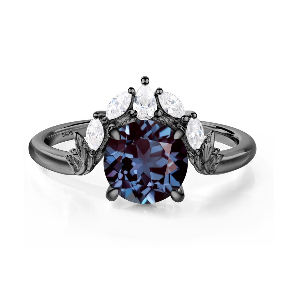 Alexandrite Ring with Marquise Side Stone - LUO Jewelry #metal_black finish sterling silver