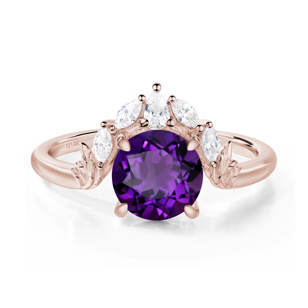 Amethyst Ring with Marquise Side Stone - LUO Jewelry #metal_14k rose gold