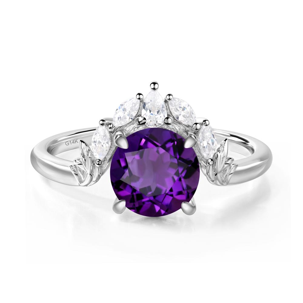 Amethyst Ring with Marquise Side Stone - LUO Jewelry #metal_14k white gold