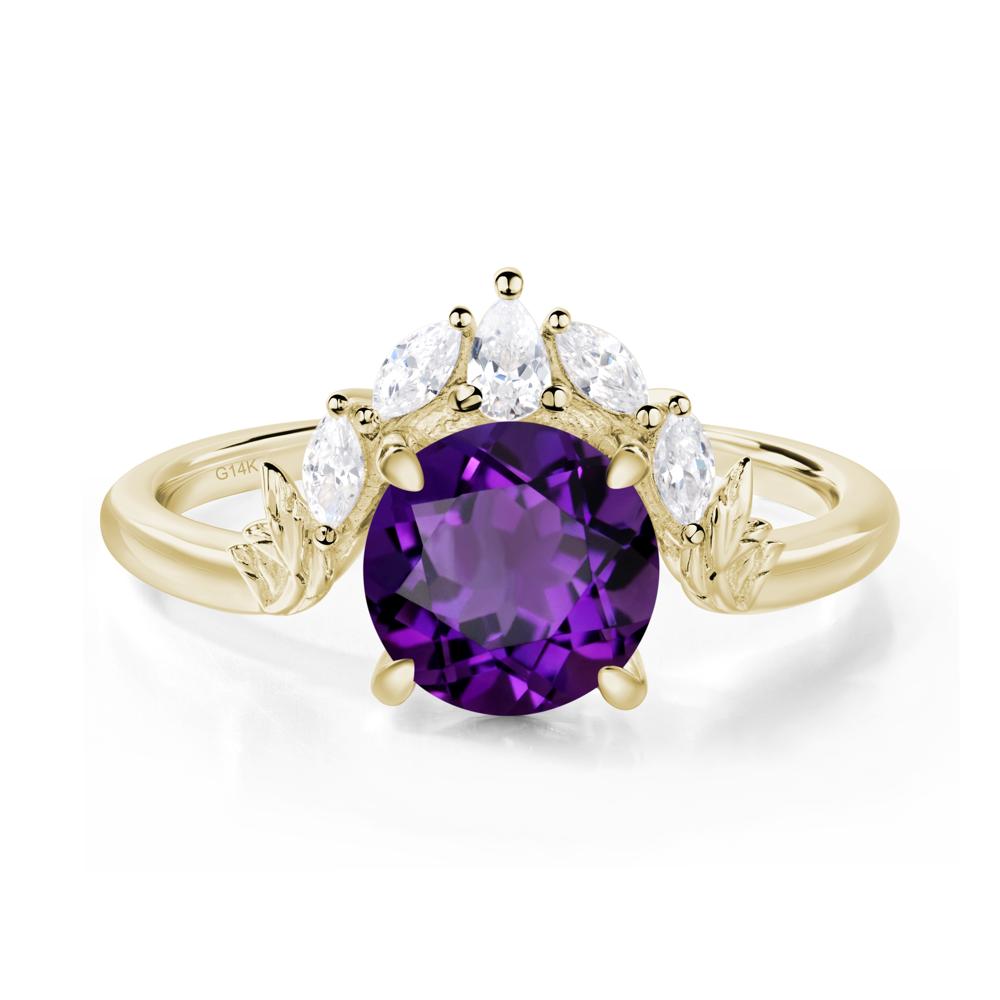 Amethyst Ring with Marquise Side Stone - LUO Jewelry #metal_14k yellow gold