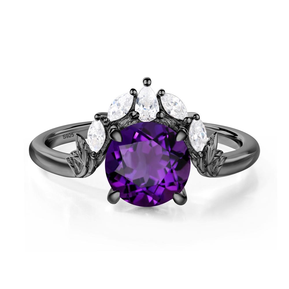 Amethyst Ring with Marquise Side Stone - LUO Jewelry #metal_black finish sterling silver