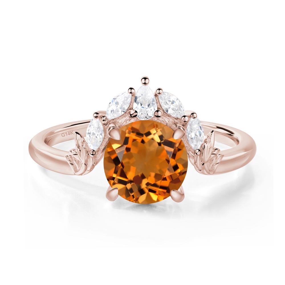 Citrine Ring with Marquise Side Stone - LUO Jewelry #metal_14k rose gold