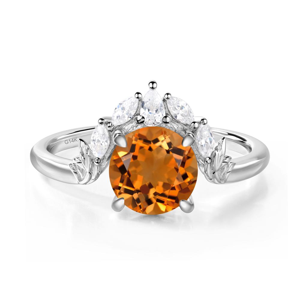 Citrine Ring with Marquise Side Stone - LUO Jewelry #metal_14k white gold