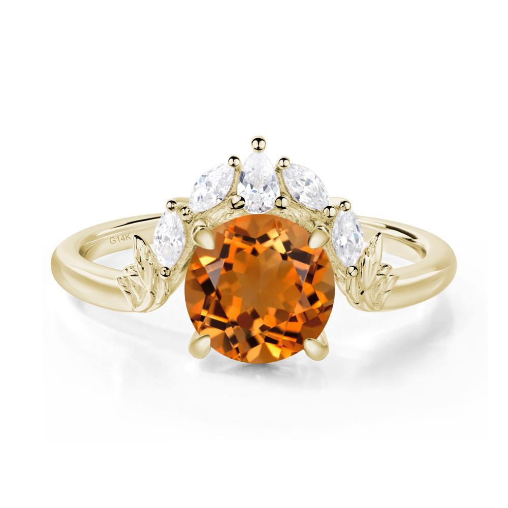 Citrine Ring with Marquise Side Stone - LUO Jewelry #metal_14k yellow gold