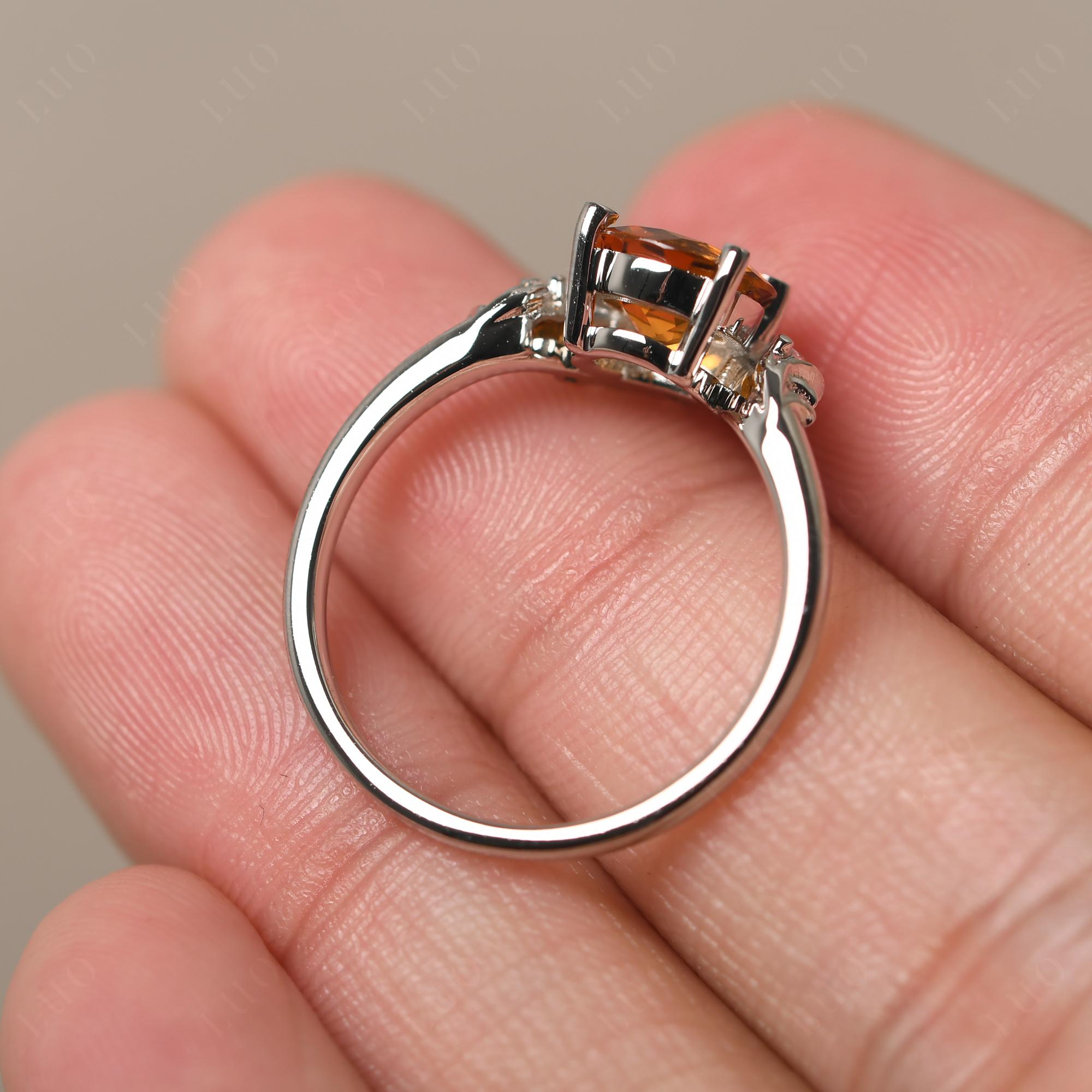 Citrine Ring with Marquise Side Stone - LUO Jewelry 