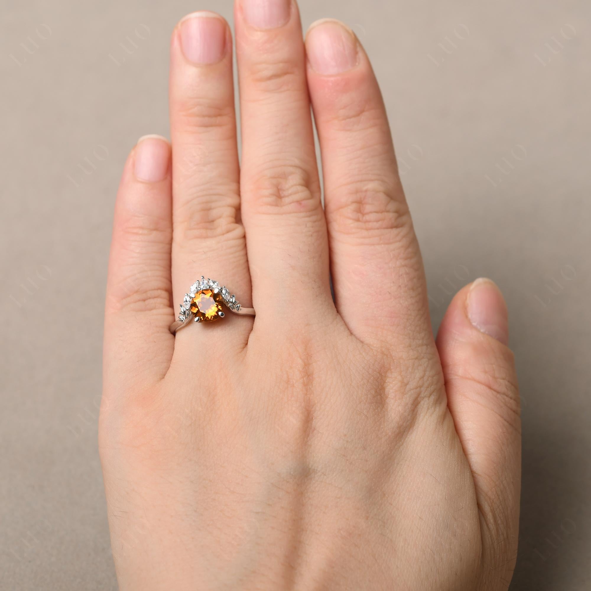 Citrine Ring with Marquise Side Stone - LUO Jewelry 