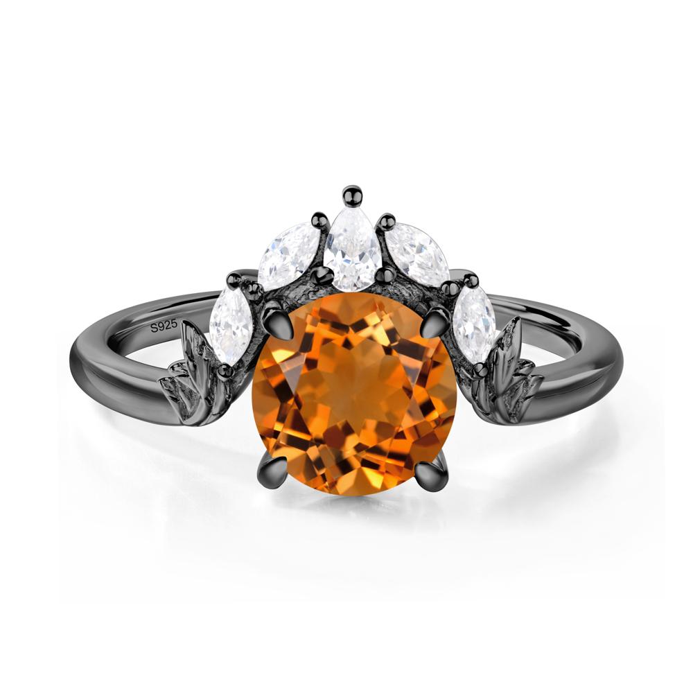 Citrine Ring with Marquise Side Stone - LUO Jewelry #metal_black finish sterling silver