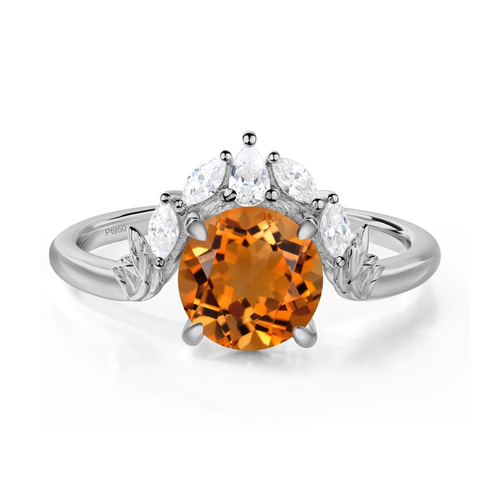 Citrine Ring with Marquise Side Stone - LUO Jewelry #metal_platinum