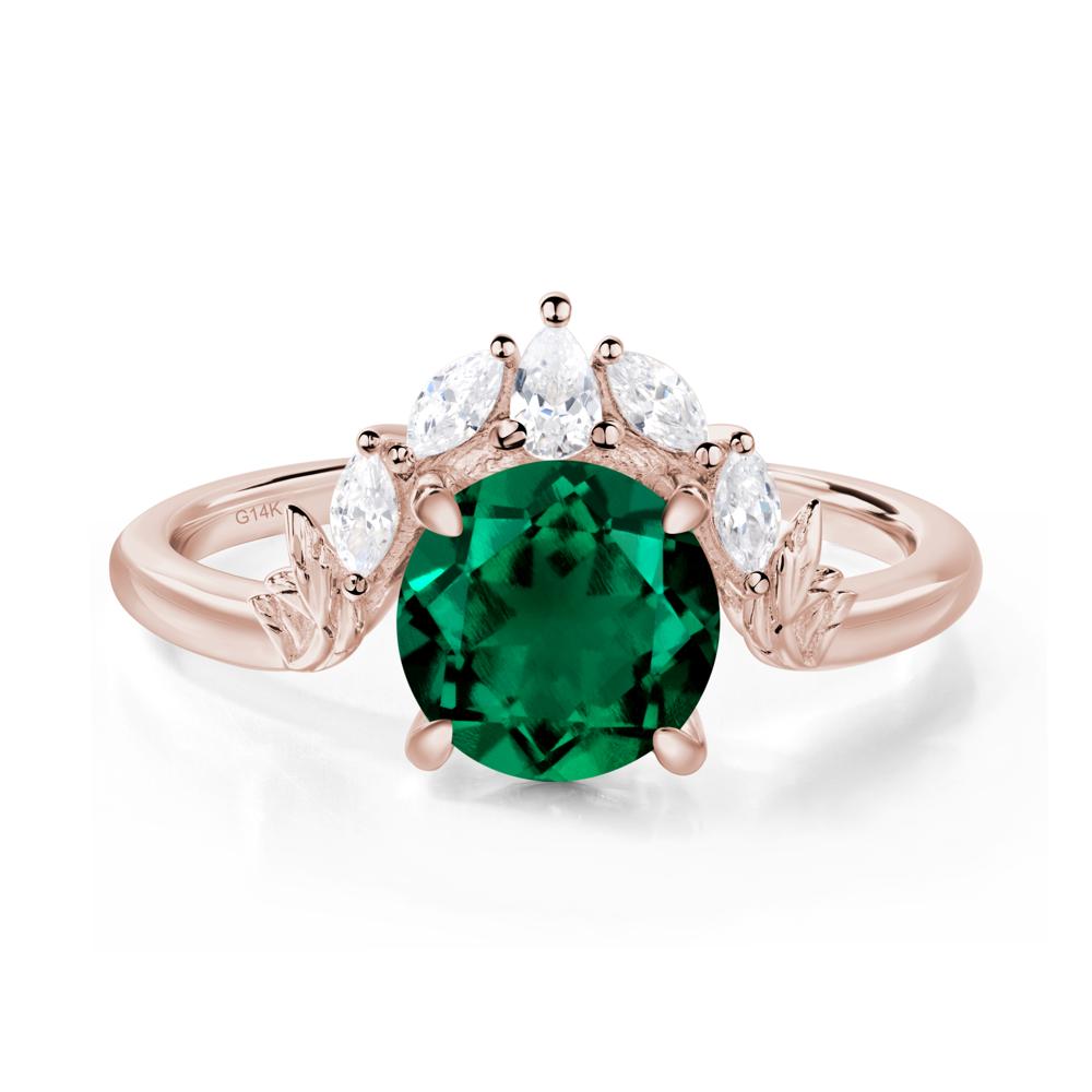 Emerald Ring with Marquise Side Stone - LUO Jewelry #metal_14k rose gold