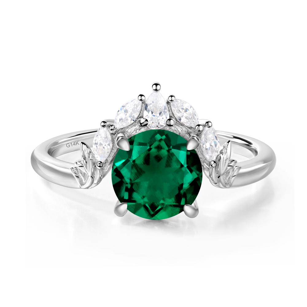 Emerald Ring with Marquise Side Stone - LUO Jewelry #metal_14k white gold