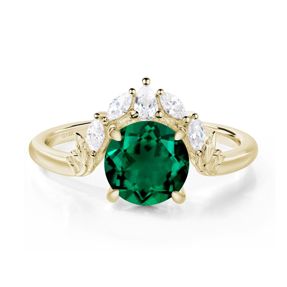 Emerald Ring with Marquise Side Stone - LUO Jewelry #metal_14k yellow gold