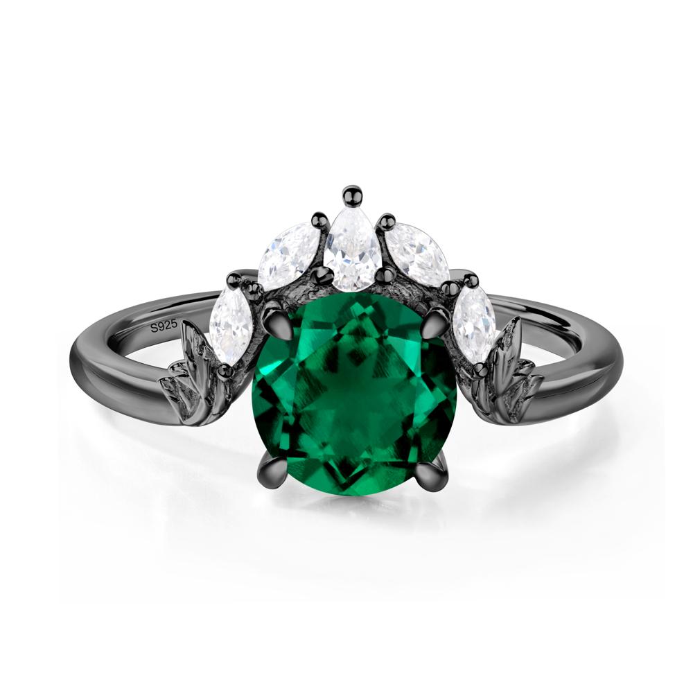 Emerald Ring with Marquise Side Stone - LUO Jewelry #metal_black finish sterling silver