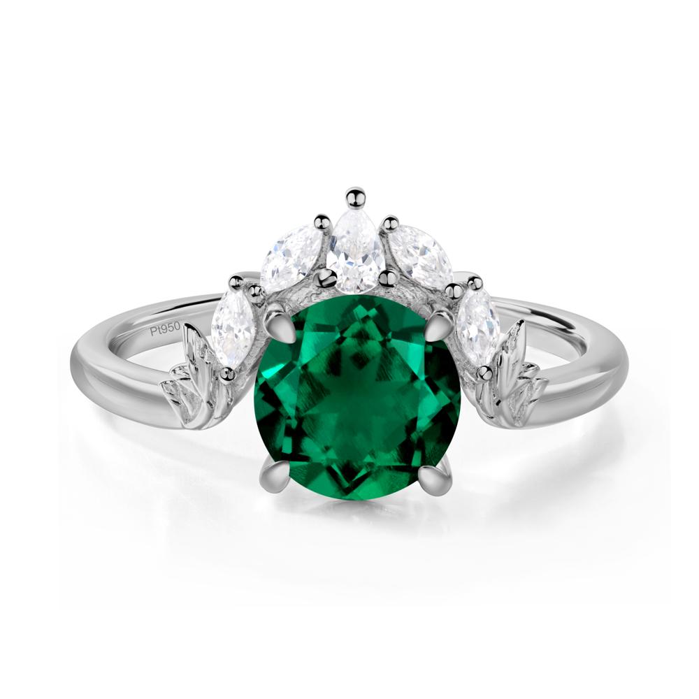 Emerald Ring with Marquise Side Stone - LUO Jewelry #metal_platinum