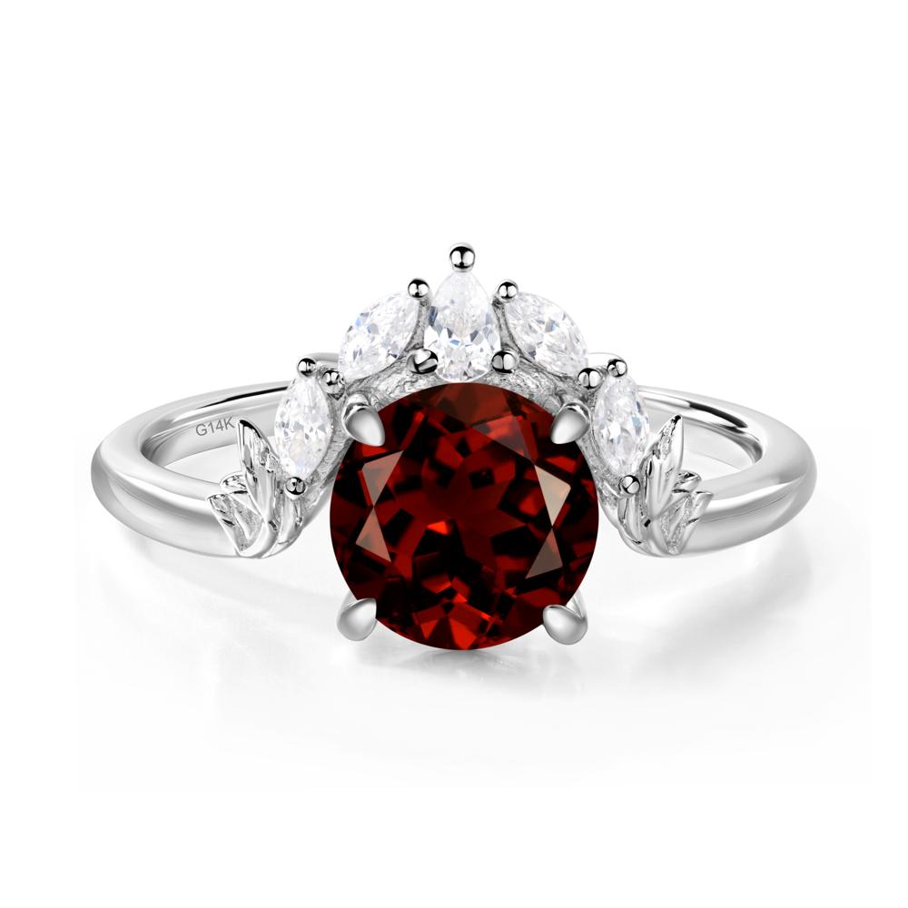 Garnet Ring with Marquise Side Stone - LUO Jewelry #metal_14k white gold