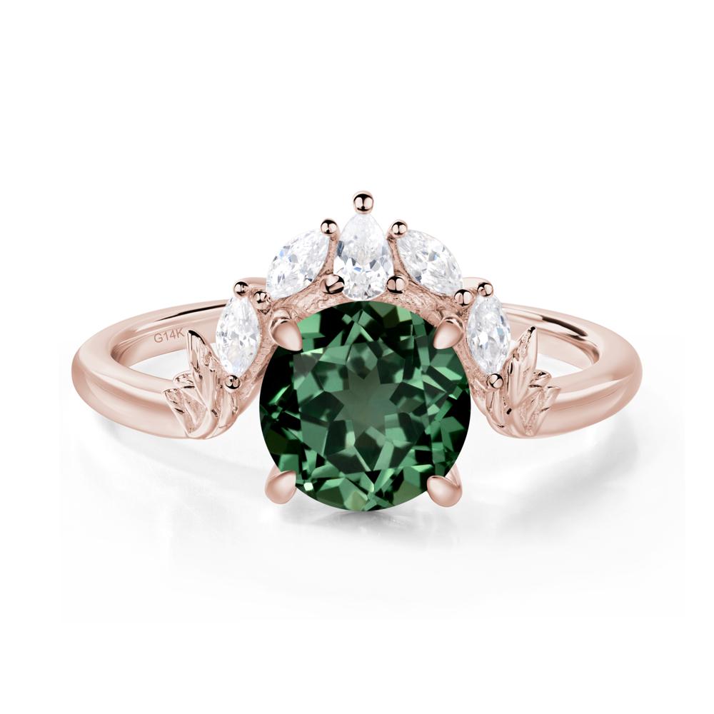 Green Sapphire Ring with Marquise Side Stone - LUO Jewelry #metal_14k rose gold