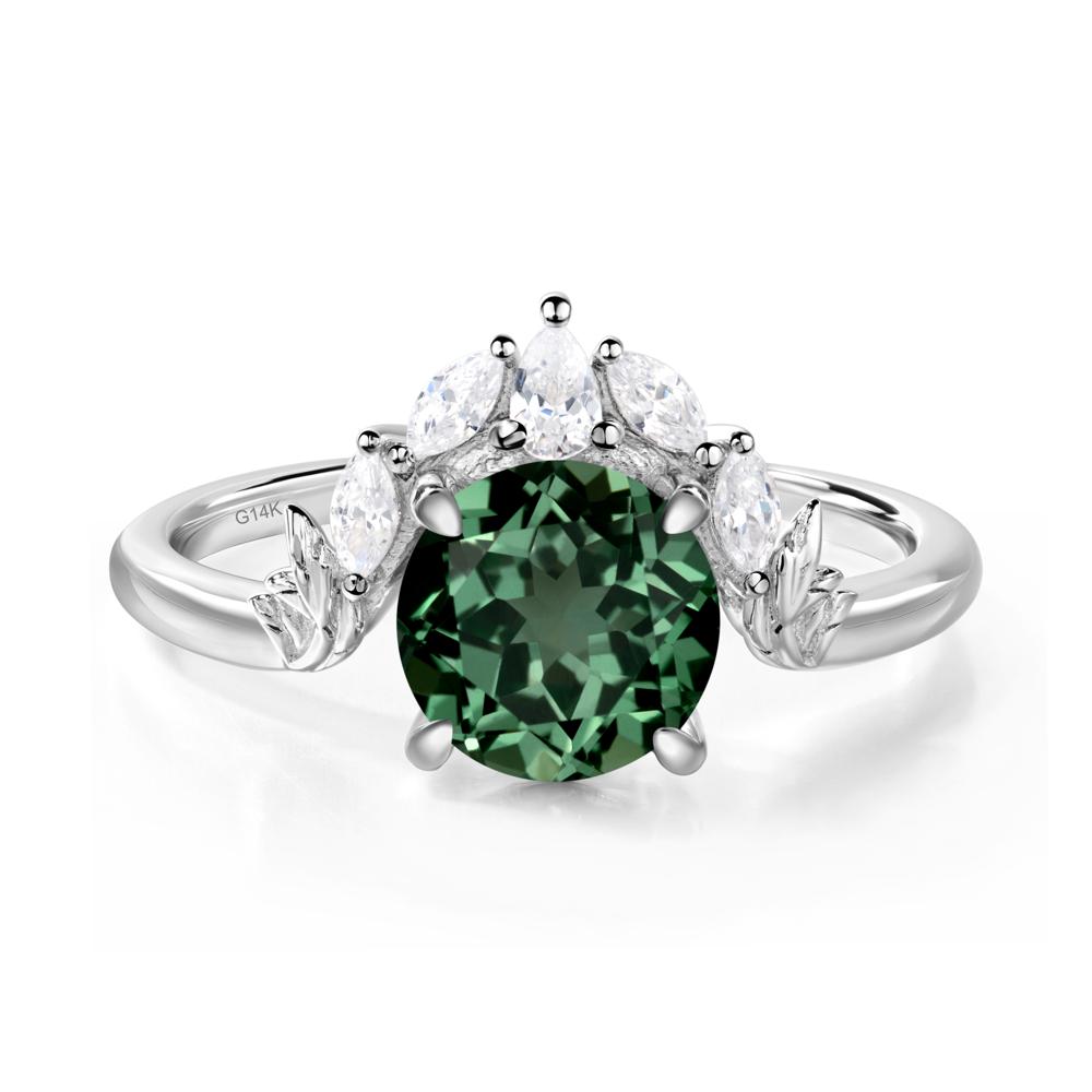 Green Sapphire Ring with Marquise Side Stone - LUO Jewelry #metal_14k white gold