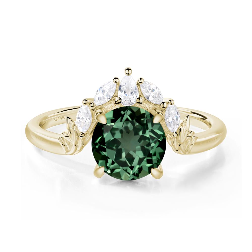 Green Sapphire Ring with Marquise Side Stone - LUO Jewelry #metal_14k yellow gold