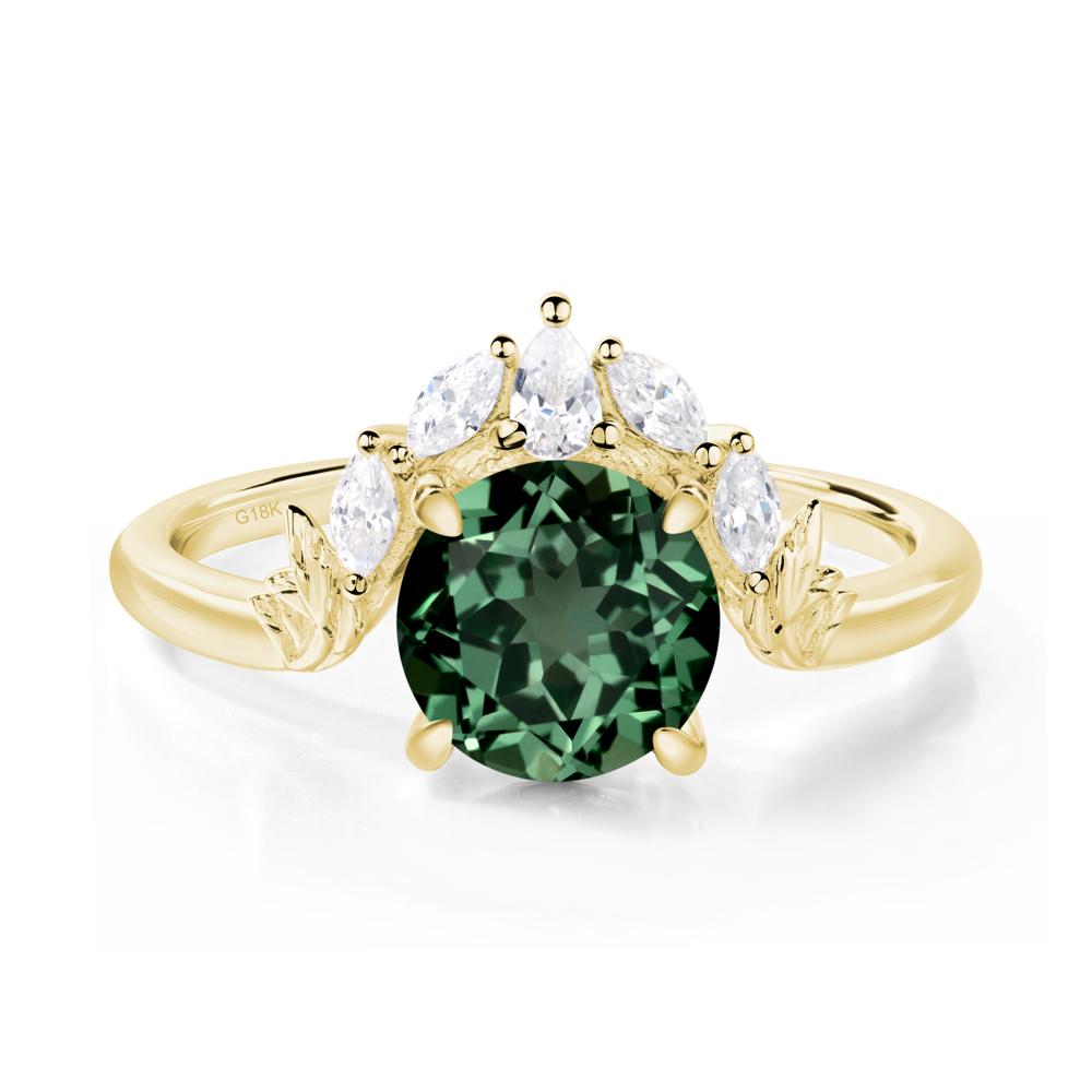 Green Sapphire Ring with Marquise Side Stone - LUO Jewelry #metal_18k yellow gold