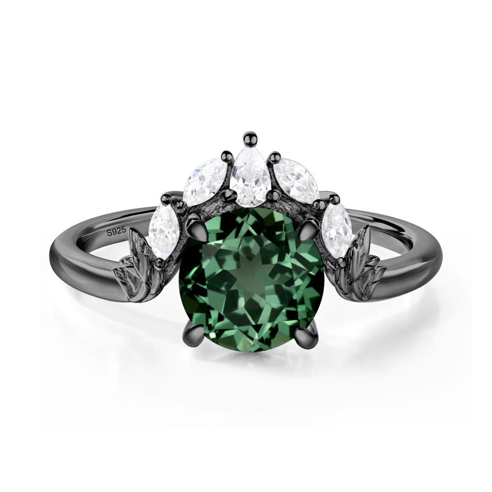 Green Sapphire Ring with Marquise Side Stone - LUO Jewelry #metal_black finish sterling silver