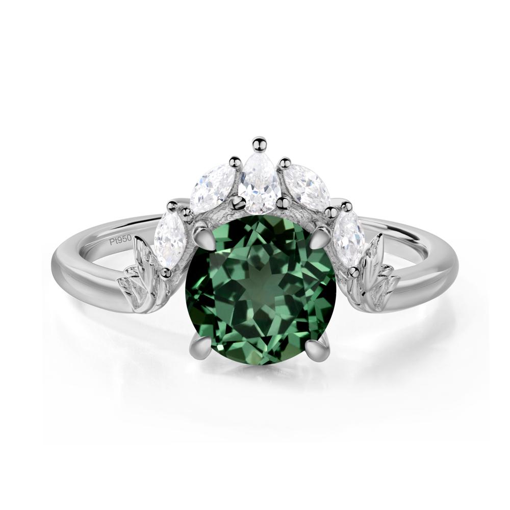 Green Sapphire Ring with Marquise Side Stone - LUO Jewelry #metal_platinum