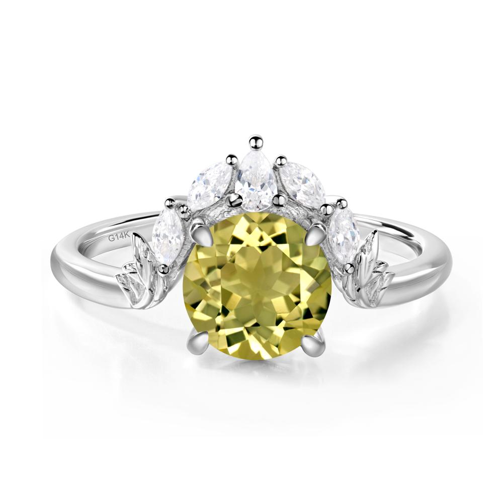 Lemon Quartz Ring with Marquise Side Stone - LUO Jewelry #metal_14k white gold