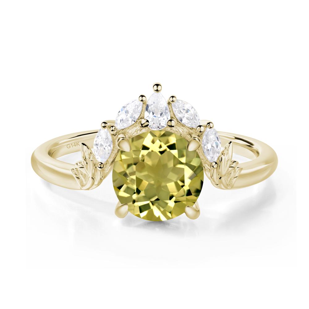 Lemon Quartz Ring with Marquise Side Stone - LUO Jewelry #metal_14k yellow gold