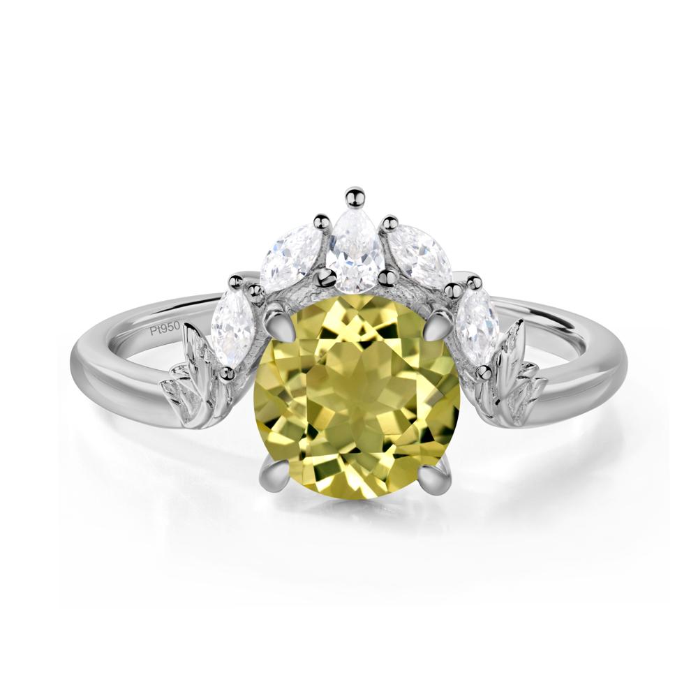 Lemon Quartz Ring with Marquise Side Stone - LUO Jewelry #metal_platinum