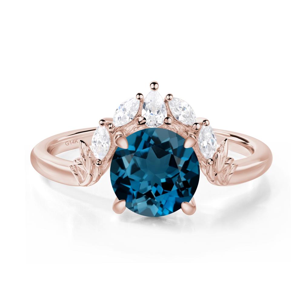 London Blue Topaz Ring with Marquise Side Stone - LUO Jewelry #metal_14k rose gold