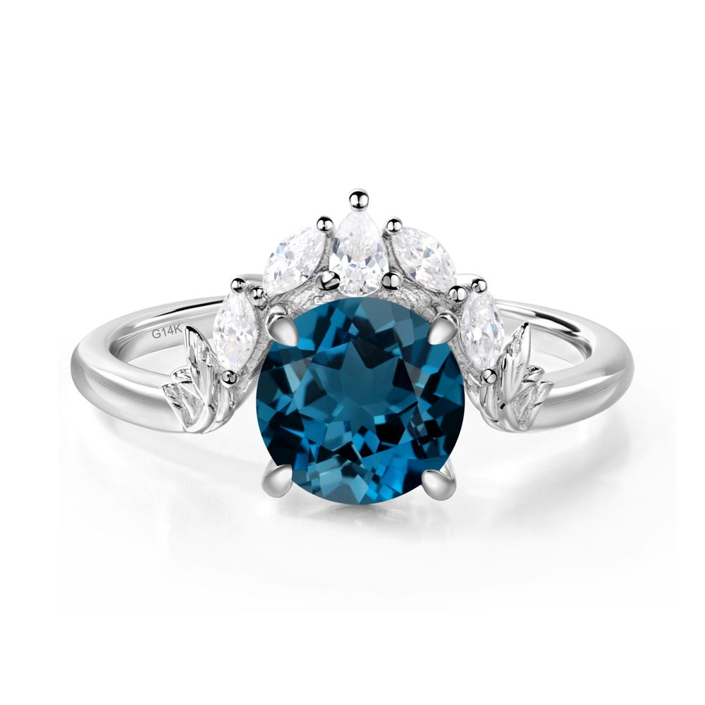 London Blue Topaz Ring with Marquise Side Stone - LUO Jewelry #metal_14k white gold