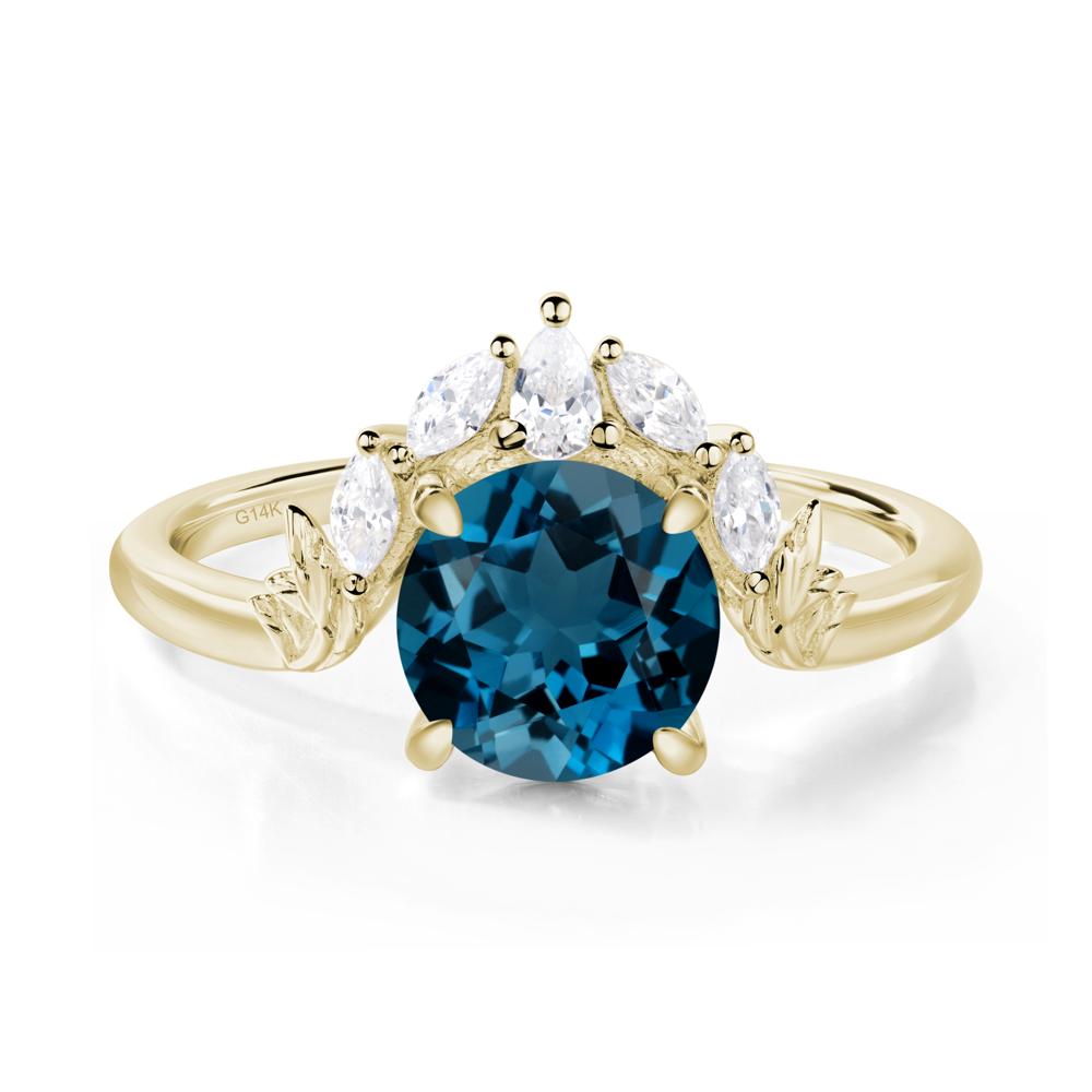 London Blue Topaz Ring with Marquise Side Stone - LUO Jewelry #metal_14k yellow gold