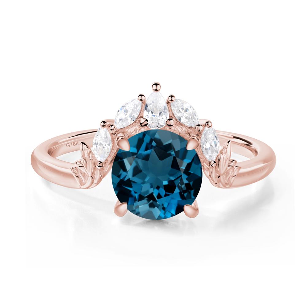 London Blue Topaz Ring with Marquise Side Stone - LUO Jewelry #metal_18k rose gold