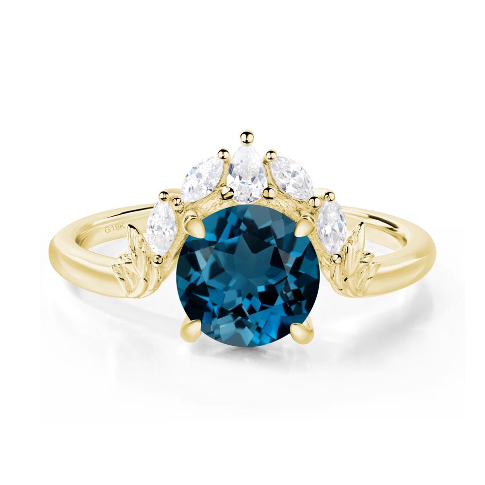 London Blue Topaz Ring with Marquise Side Stone - LUO Jewelry #metal_18k yellow gold