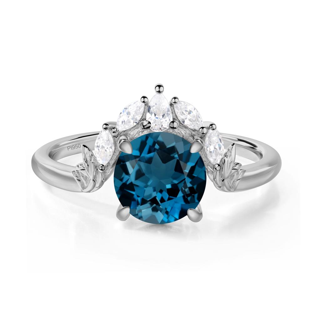 London Blue Topaz Ring with Marquise Side Stone - LUO Jewelry #metal_platinum