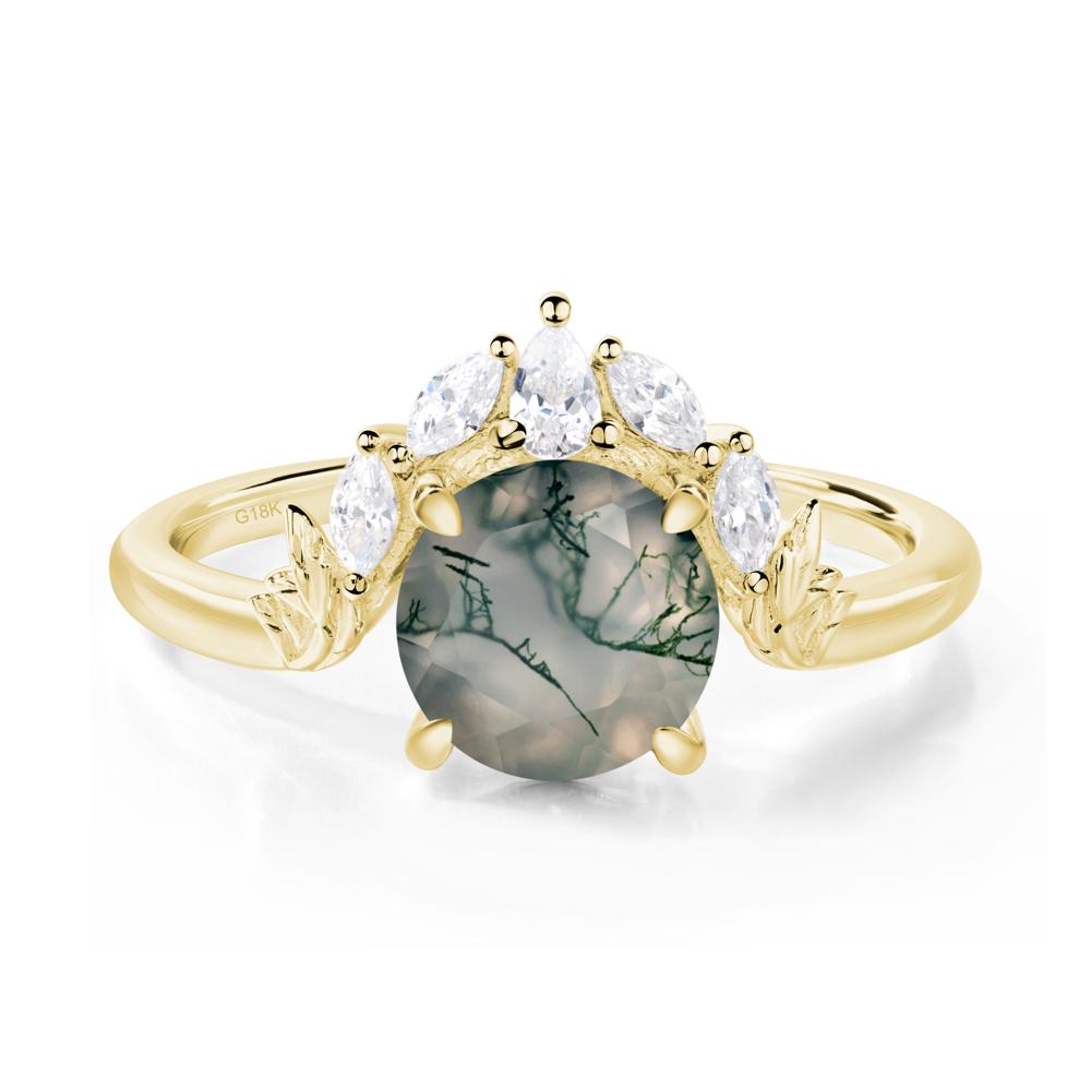 Moss Agate Ring with Marquise Side Stone - LUO Jewelry #metal_18k yellow gold