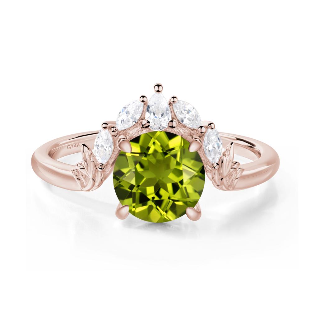 Peridot Ring with Marquise Side Stone - LUO Jewelry #metal_14k rose gold