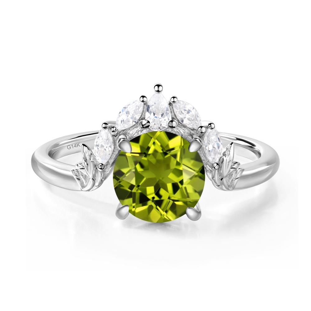 Peridot Ring with Marquise Side Stone - LUO Jewelry #metal_14k white gold