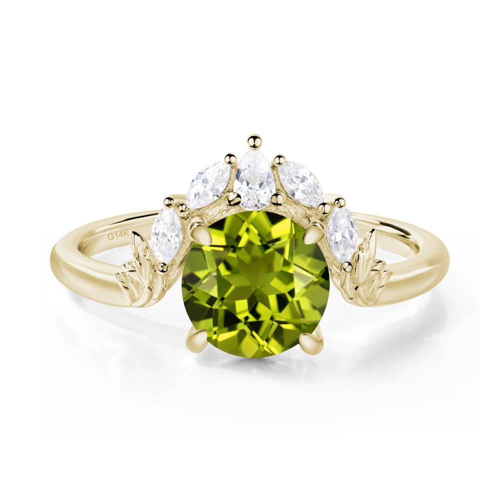 Peridot Ring with Marquise Side Stone - LUO Jewelry #metal_14k yellow gold