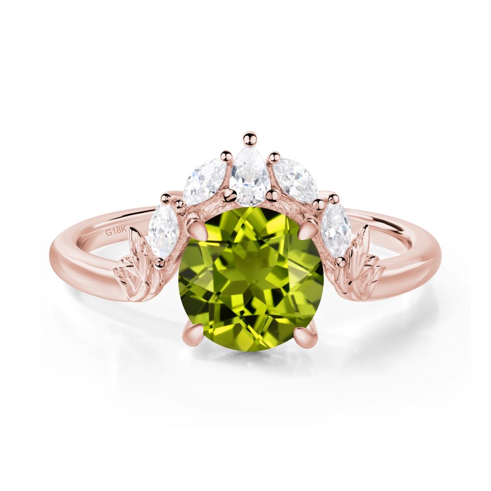 Peridot Ring with Marquise Side Stone - LUO Jewelry #metal_18k rose gold