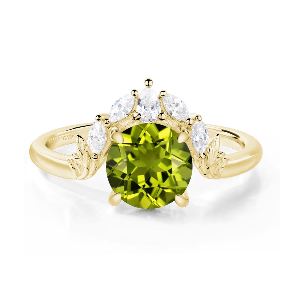 Peridot Ring with Marquise Side Stone - LUO Jewelry #metal_18k yellow gold