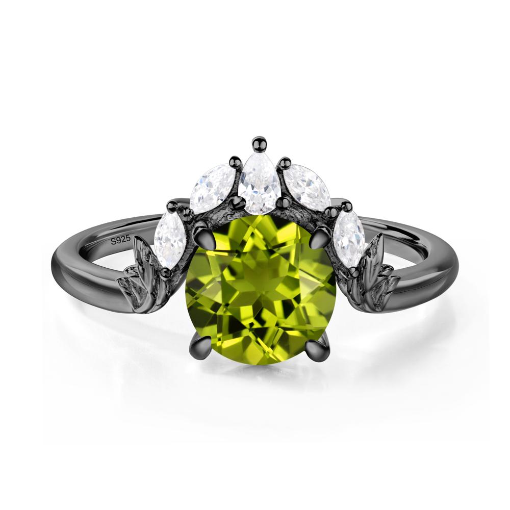 Peridot Ring with Marquise Side Stone - LUO Jewelry #metal_black finish sterling silver