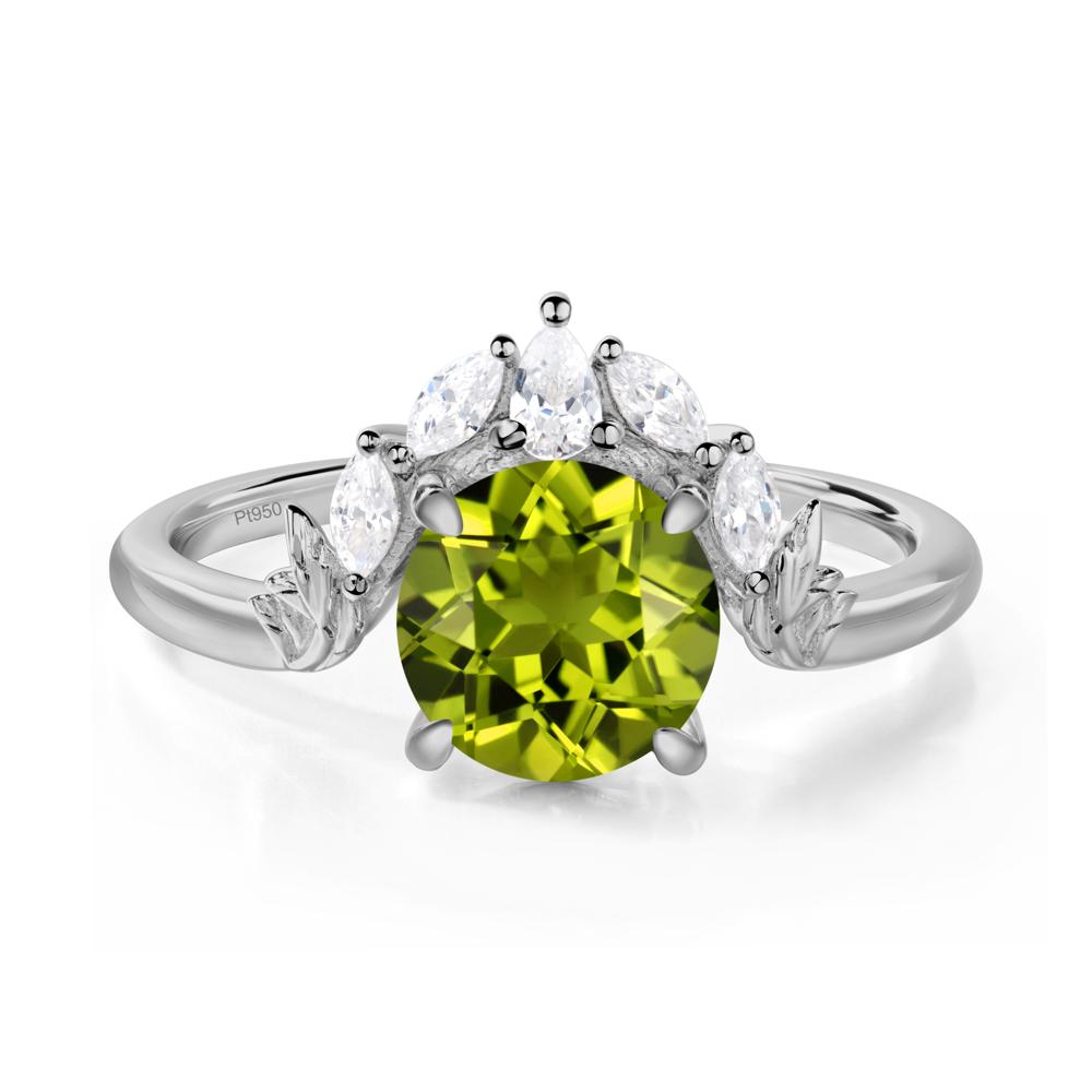 Peridot Ring with Marquise Side Stone - LUO Jewelry #metal_platinum