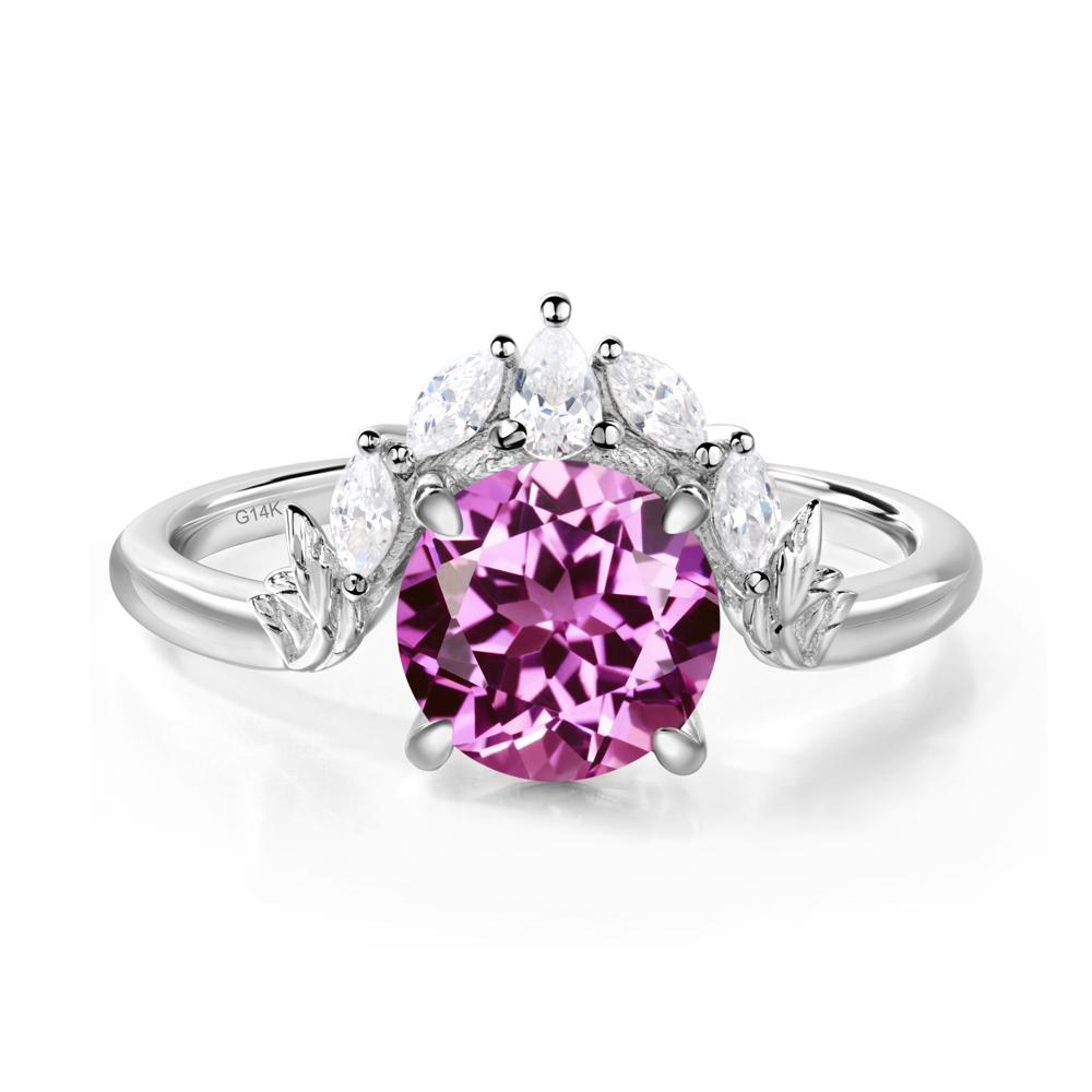 Pink Sapphire Ring with Marquise Side Stone - LUO Jewelry #metal_14k white gold