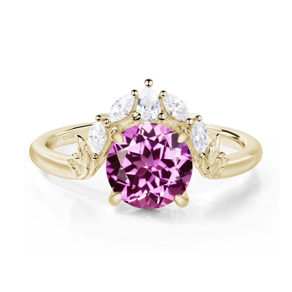 Pink Sapphire Ring with Marquise Side Stone - LUO Jewelry #metal_14k yellow gold