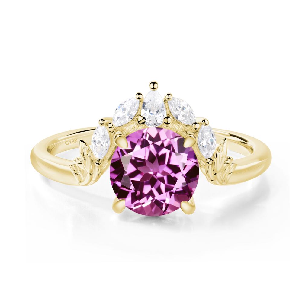 Pink Sapphire Ring with Marquise Side Stone - LUO Jewelry #metal_18k yellow gold